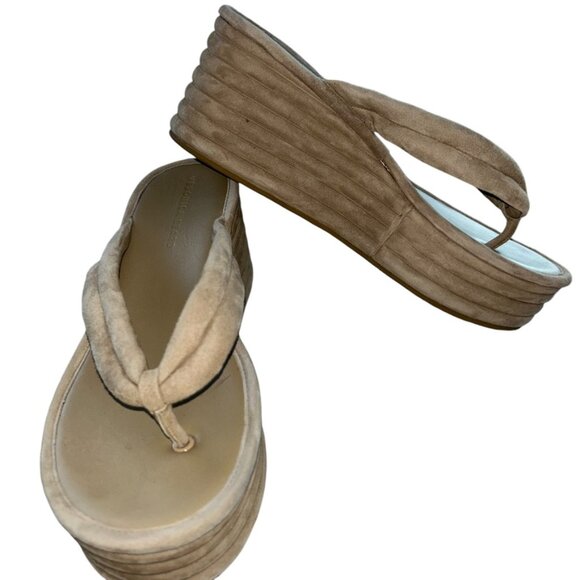 veronica beard cream wedge platform thong sandal shoes 10 - Picture 8 of 9